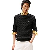 Tommy Hilfiger Mens Cable Knit Crewneck Sweater Lightweight Pullover