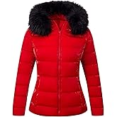Bellivera Womens Lightweight Puffer Jacket, Winter Coats for Women Warm Quilted Bubble Padded Hood Coat with Faux Fur Collar