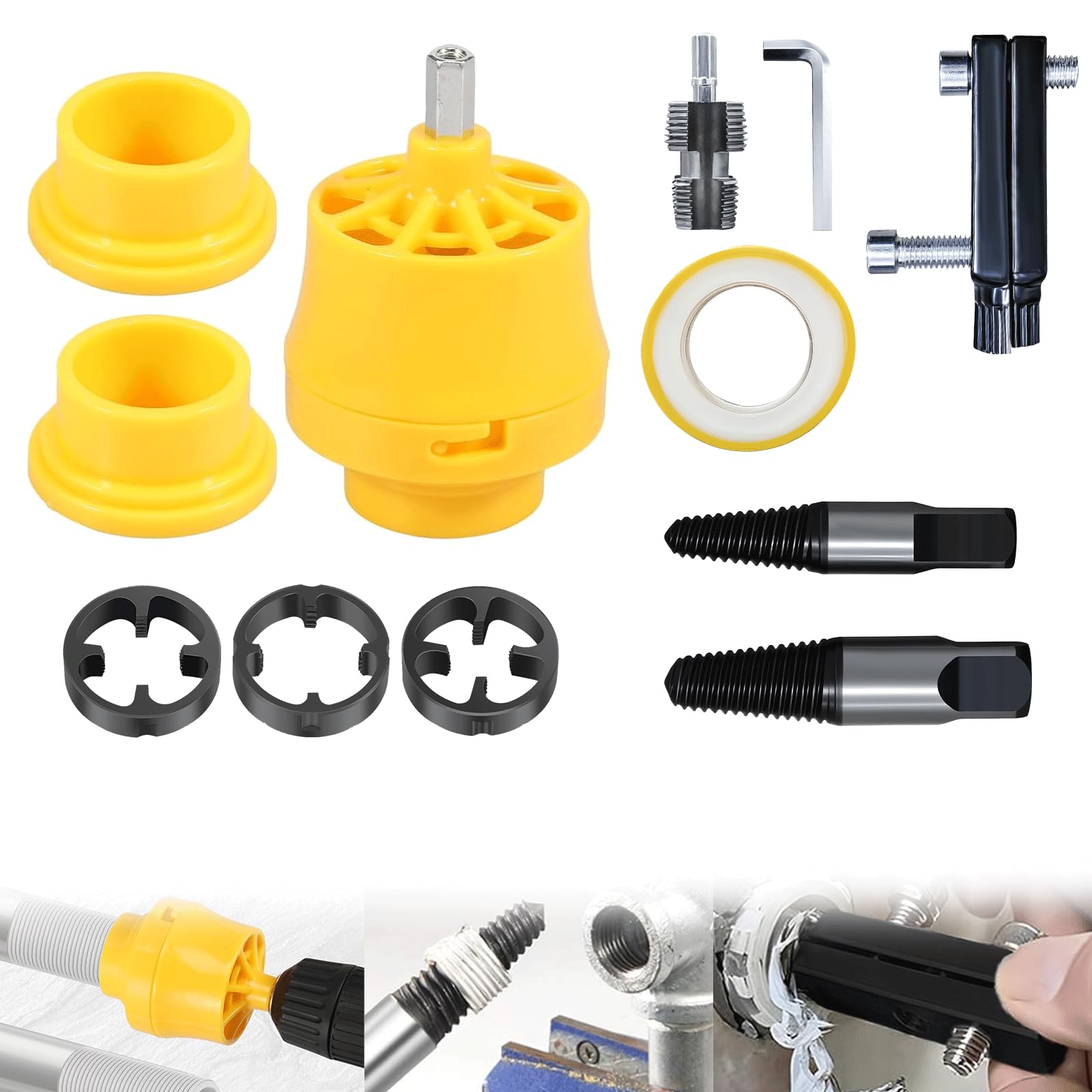 Thread Puller Pvc TUOSHUNGE Pvc Pipe Threader, Broken Pipe Extractor Tool Set, Pipe ...