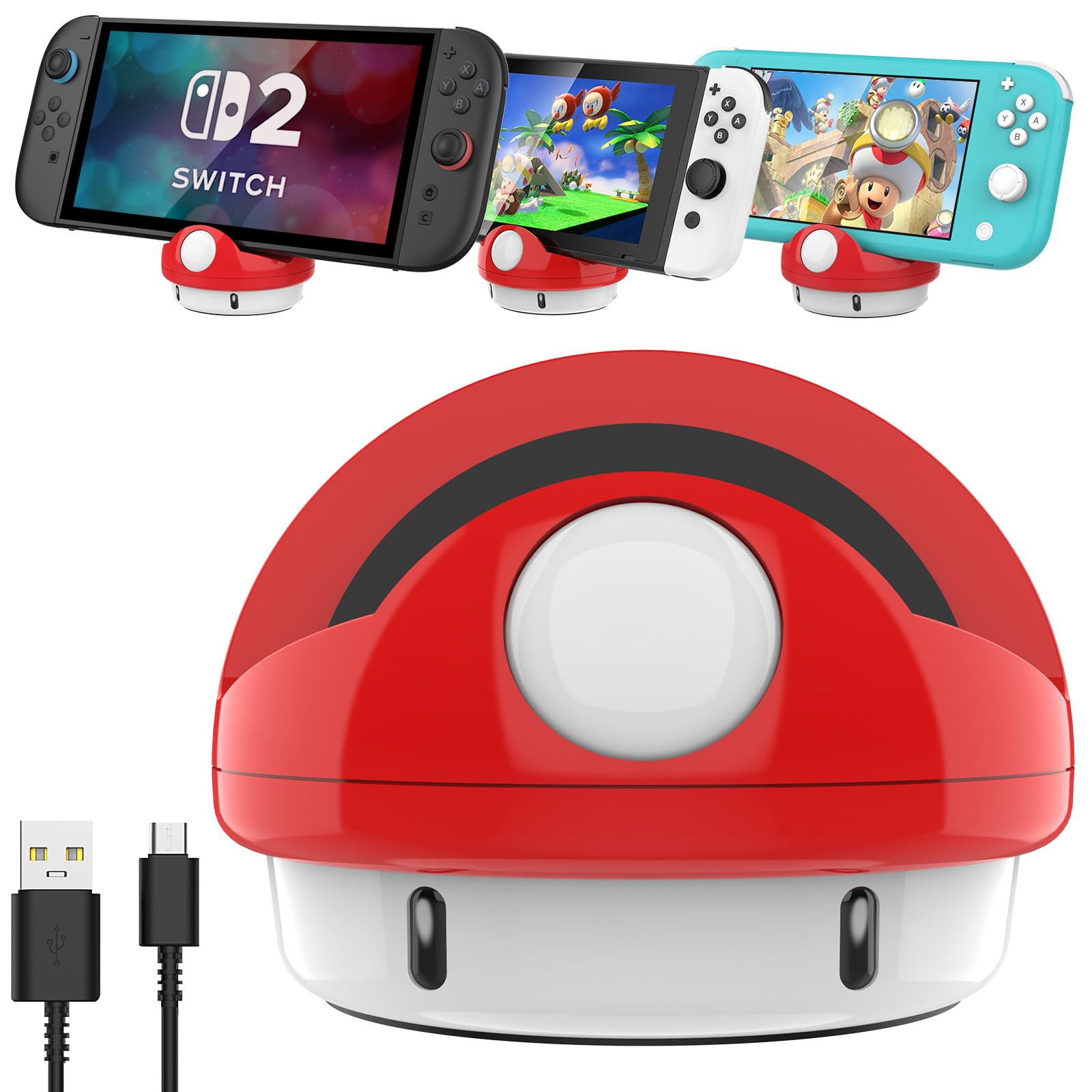 HEIYING Switch Docking Station for Nintendo Switch 2 / Lite/OLED, Portable Carrying Charging Dock Witch Type C Port to Charge Console