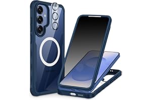 CENHUFO Magnetic Privacy for Samsung Galaxy S25 Plus Case, Full Body Phone Case with Built-in 9H Tempered Glass Privacy Screen Protector and Camera Lens Cover, Shockproof Protective Bumper - Blue