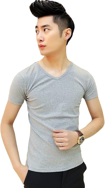 Amazon メンズ Tシャツ カットソー メンズファッション トップス 夏 半袖 Vネック 無地 シンプル スリム タイト レジャー ビーチ リゾート 通学 おしゃれ カジュアル 普段着 可愛いスカーフ付き Kk797 Tシャツ カットソー 通販