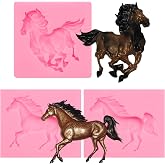 muyulin Horse Fondant Silicone Molds, 3 Packs Western Running Horse, Cake Decoration, Cupcake Toppers, Resin