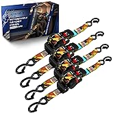 ANLULOAD Retractable Ratchet Strap(1.5in x 13ft),S Hook Retractable Tie Down Strap for Motorcycles, Boats,Atvs,Utvs.WLL1,102 Lbs,BS:2,204Lbs(4 Pack)