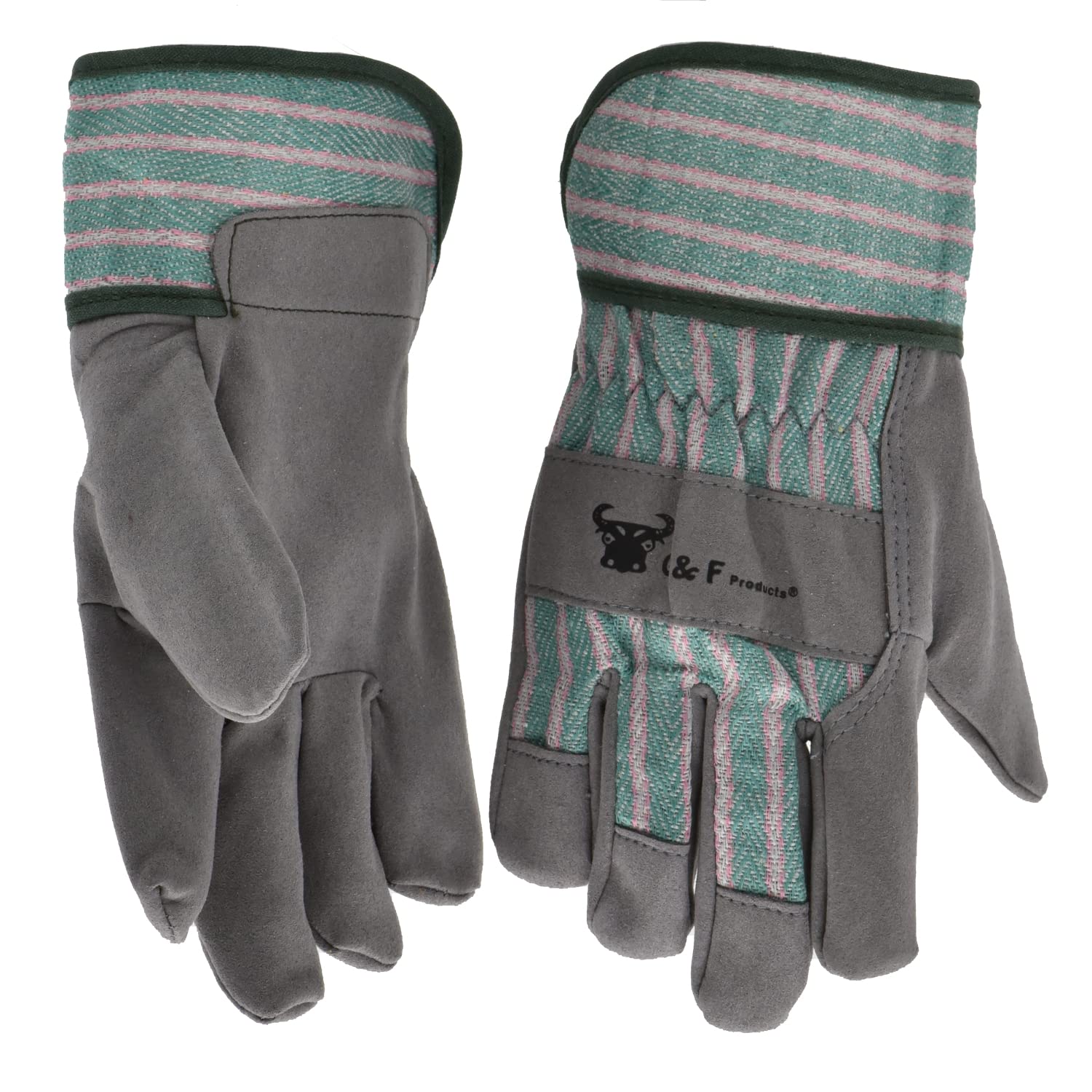 5009L 3 PAIR Pack JustForKids Synthetic Leather Kids Garden Gloves, Kids Work Gloves, Grey, 7-9 years old - 3 Pairs