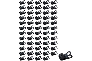 LC LICTOP R Type Cable Clamps, Galvanized Steel Clips for 10mm/0.4 Inch Pipe Tube Cord, Black Zinc Coated Metal Clamp with Screws, Hose Wire Management Fastener for DIY Electrical Installation, 60 Pcs