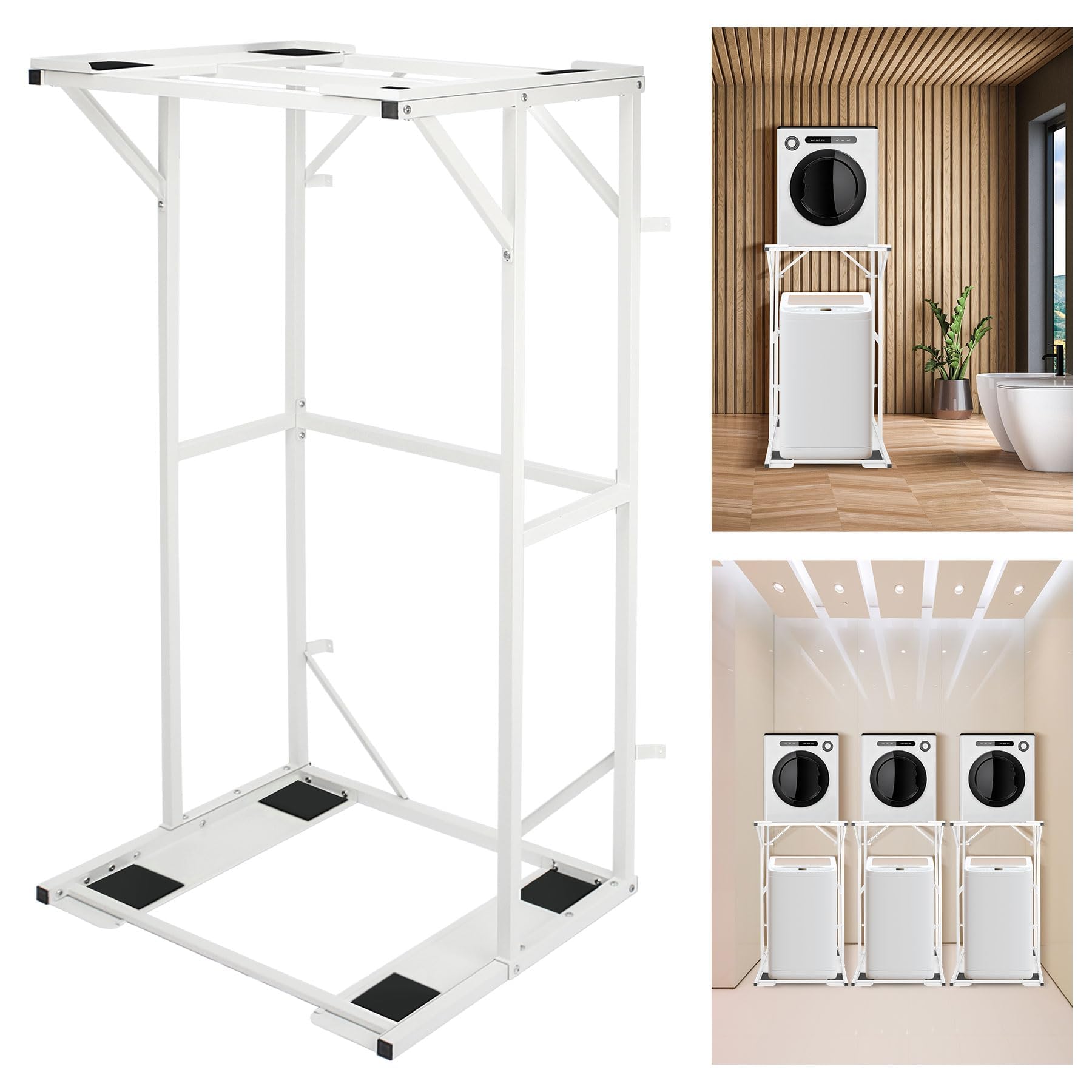 Photo 1 of 23" Double-Layer Washing Machine and Dryer Stacking Rack, Heavy-Duty Steel Stand, Compatible with Most Washer Dryer Models