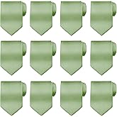Syhood Solid Satin Pure Color Ties Set Business Formal Necktie Tie for Men Formal Occasion Wedding(Light Green,12 Pcs)