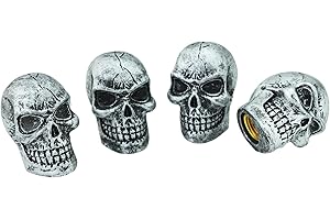 Abfer Skull Valve Stem Cap 4 Pcs Car Wheel Tire Caps Cover Decorative Accessories Fit Most Vehicle Truck Motorcycles Bikes, S