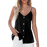 BLENCOT Women Summer Tank Tops Casual V Neck Strappy Loose Beach Sleeveless Shirts Blouses