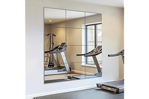 VASUHOME Home Gym Mirrors 12 Inch x 12PCS, HD Glass Wall Mounted Mirror Tiles for Home Gym, Bedroom, Living Room, Door, Closet