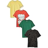 Spotted Zebra Boys and Toddlers' Short-Sleeve V-Neck T-Shirts, Multipacks