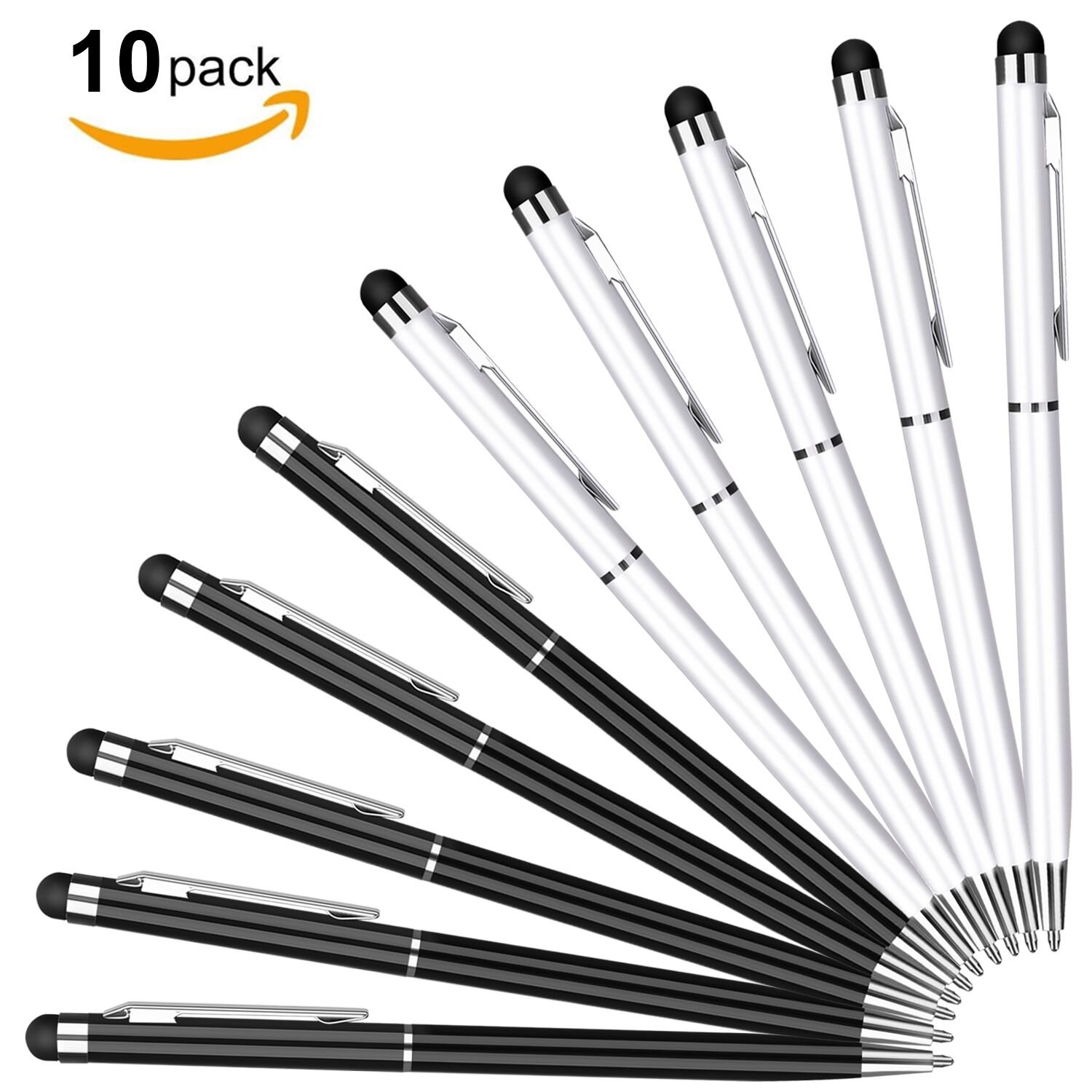 Stylus Pen,Proking 2 in 1 Capacitive Stylus Ballpoint Pen for Universal Touch Screens Devices Stylus Pens for iPad,iPhone,Kindle,Samsung,HTC,Tablets (Black,White)