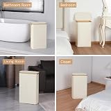 iEGrow 60L Slim Laundry Basket with Lid Bamboo Handles Beige view 6