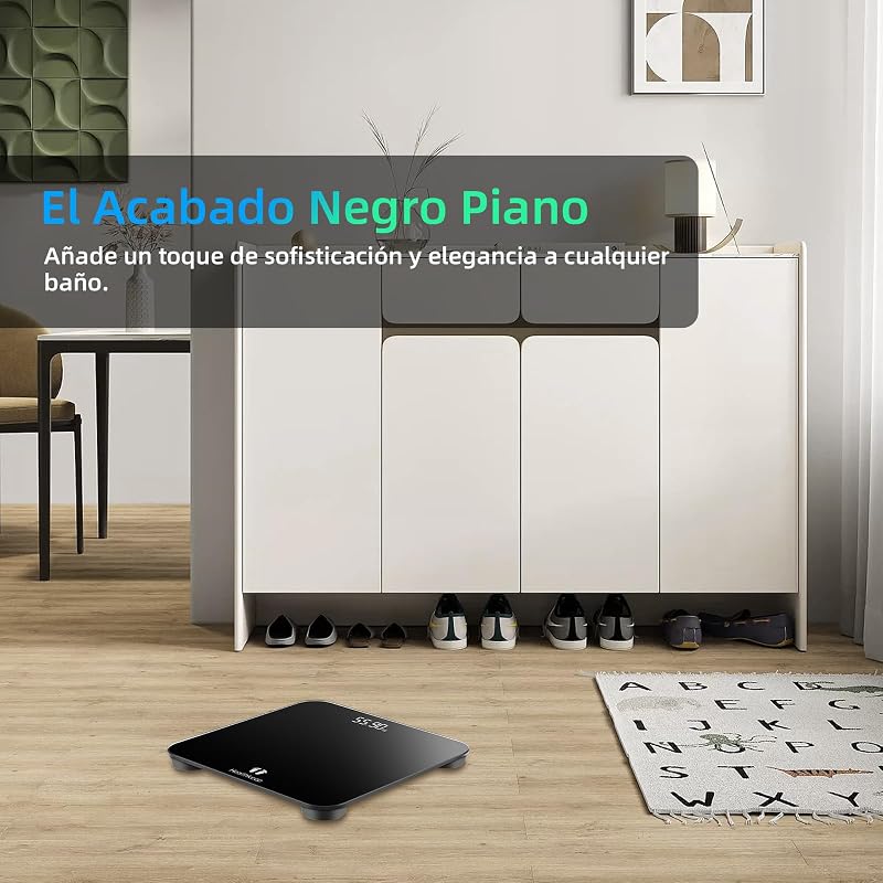 Balança para casa de banho, Balança digital com visor LED, Balança de peso corporal de alta precisão, máximo 180 kg, Tecnologia Step-On, Preto