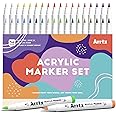 Arrtx Acrylic Paint Pens 36D,Brush Tip Markers for Rock, Wood, Ceramic, Glass, Canvas, Metal, Plastic, Fabric, Stone & DIY Projects