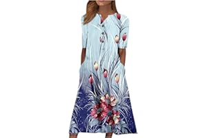 SGASY Summer Dresses for Women 2024 Plus Size Short Sleeve Button Down Boho Midi Sun Dress House Dress with Pockets