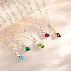 FANCIME Peridot Necklace 14K Solid Yellow Gold Pear