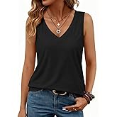 ATHMILE Womens Tank Tops Spring Summer Deep V Neck Beach Vacation Clothes Flowy Sleeveless Workout Teen Girls Shirt 2026