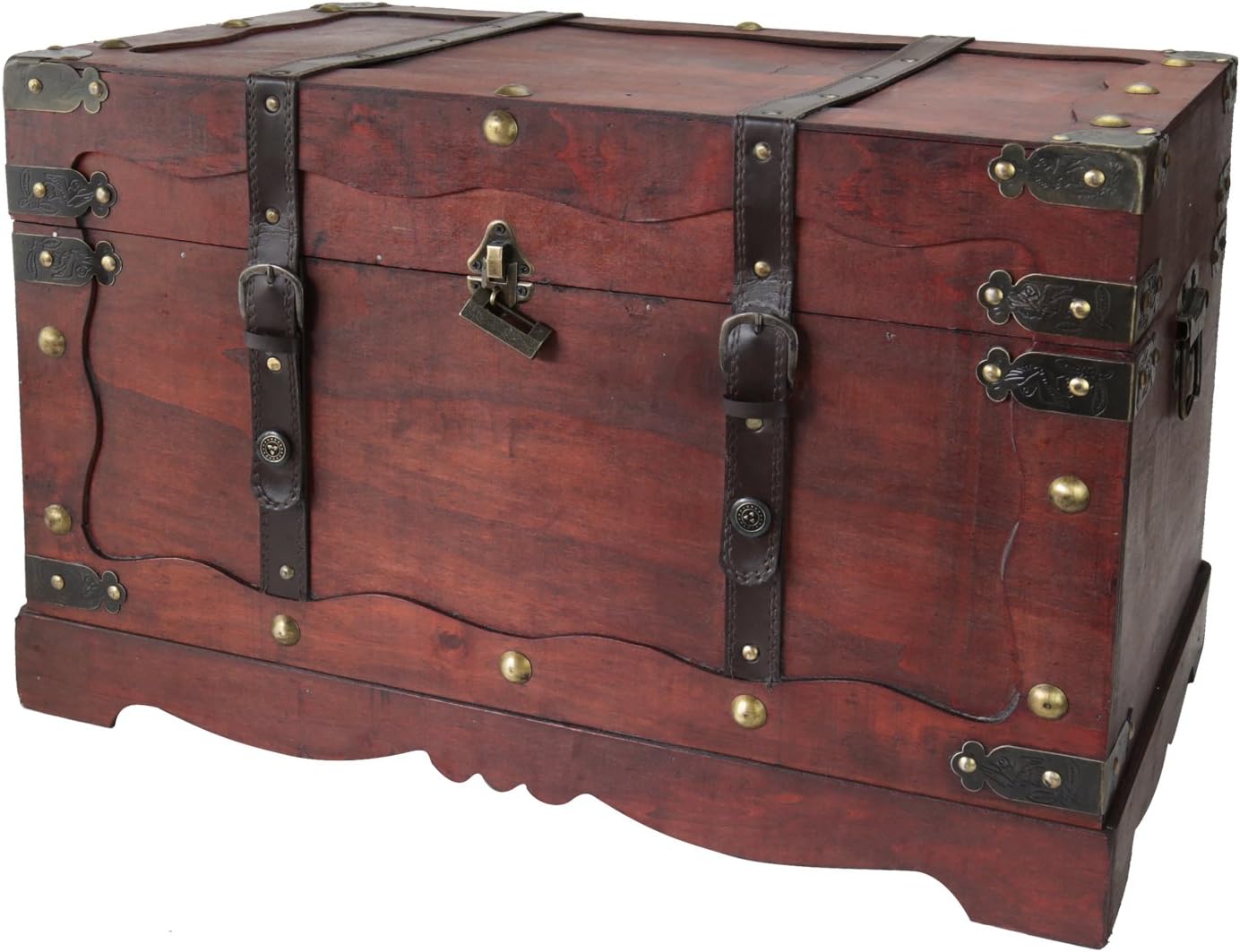 HMF 6400-160 Schatztruhe aus Holz mit Schloss | 60 x 35 x 38 cm | Groß | Frankreich