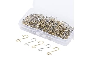 Lemonfilter 200Pcs Christmas Ornament Hooks Christmas Tree Hanger Hooks Hanging Hook for Christmas Tree Christmas Balls Party Decorations (Gold&Silver)