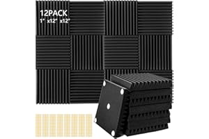 SUPPI 12Pack, 1" X 12" X 12" Acoustic Foam, Sound proof foam panels, Acoustic panels with high den-sity, Sound proofing paddi