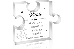 Yopyame Spanish Dad Birthday Gifts - Regalos para Papá Puzzle Acrylic Plaque for Office Desk Decor Keepsake Paperweights Gifts for Dad in Spanish Christmas Father's Day Gifts for Dad from Daughter Son