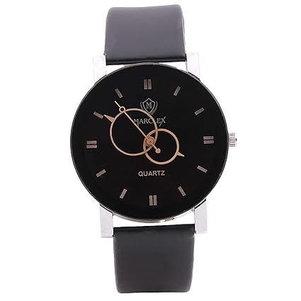 Quartz Movement Analogue Display Black Dial Mens Watch