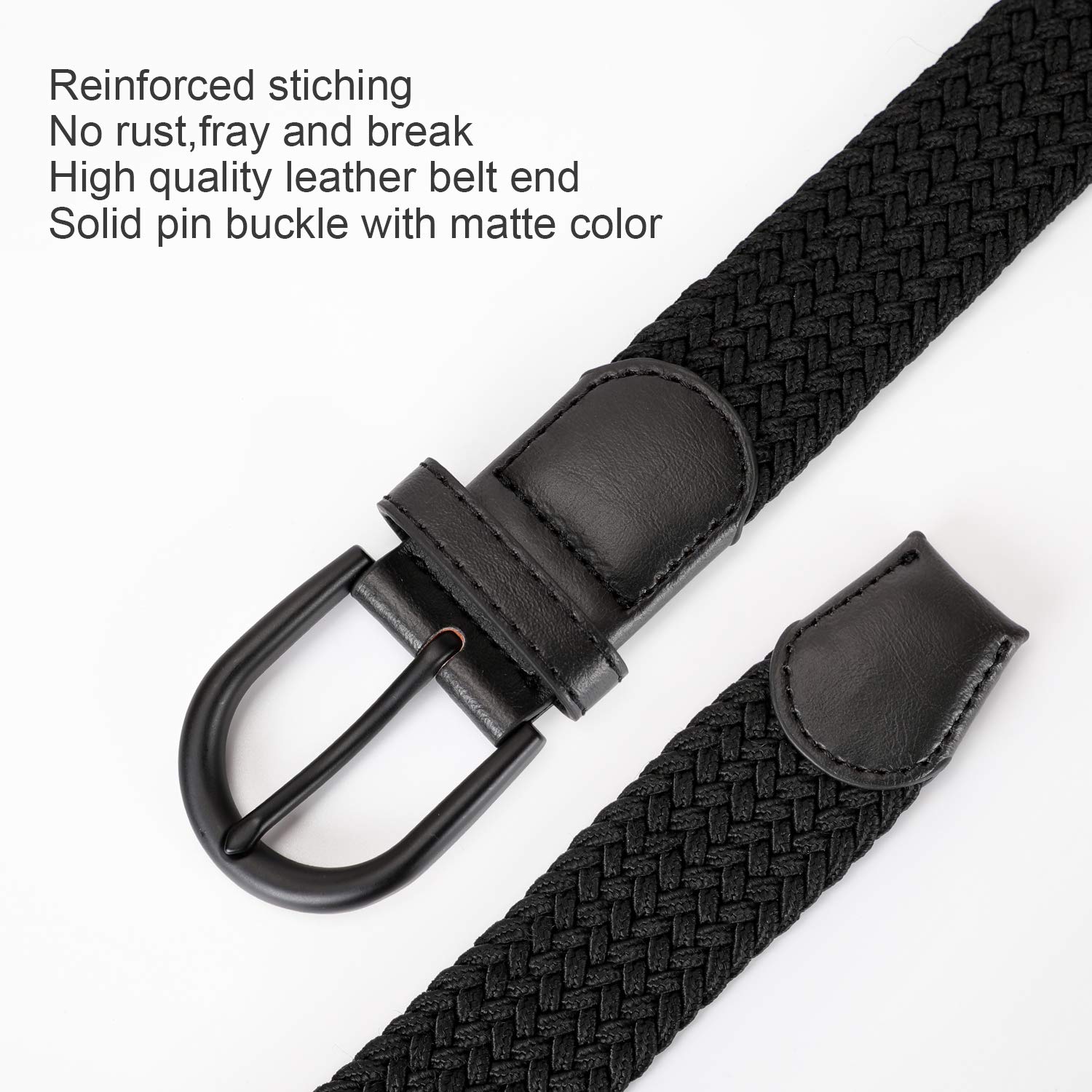 Braided Canvas Stretch Belt Elastic Casual Belt for Men/Women/Junior 1.3\