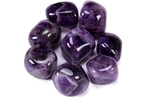 Bingcute Brazilian Tumbled Polished Natural Amethyst Stones 1/2 Ib for Wicca, Reiki, and Energy Crystal Healing (Amethyst)