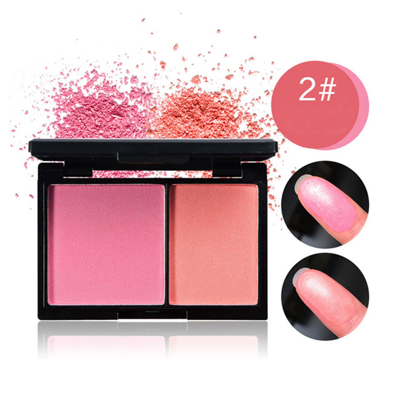 CCbeauty Blush Palette Makeup Blusher Powder Face Cheek Blendable Blush,Micro-pearlescent,#2