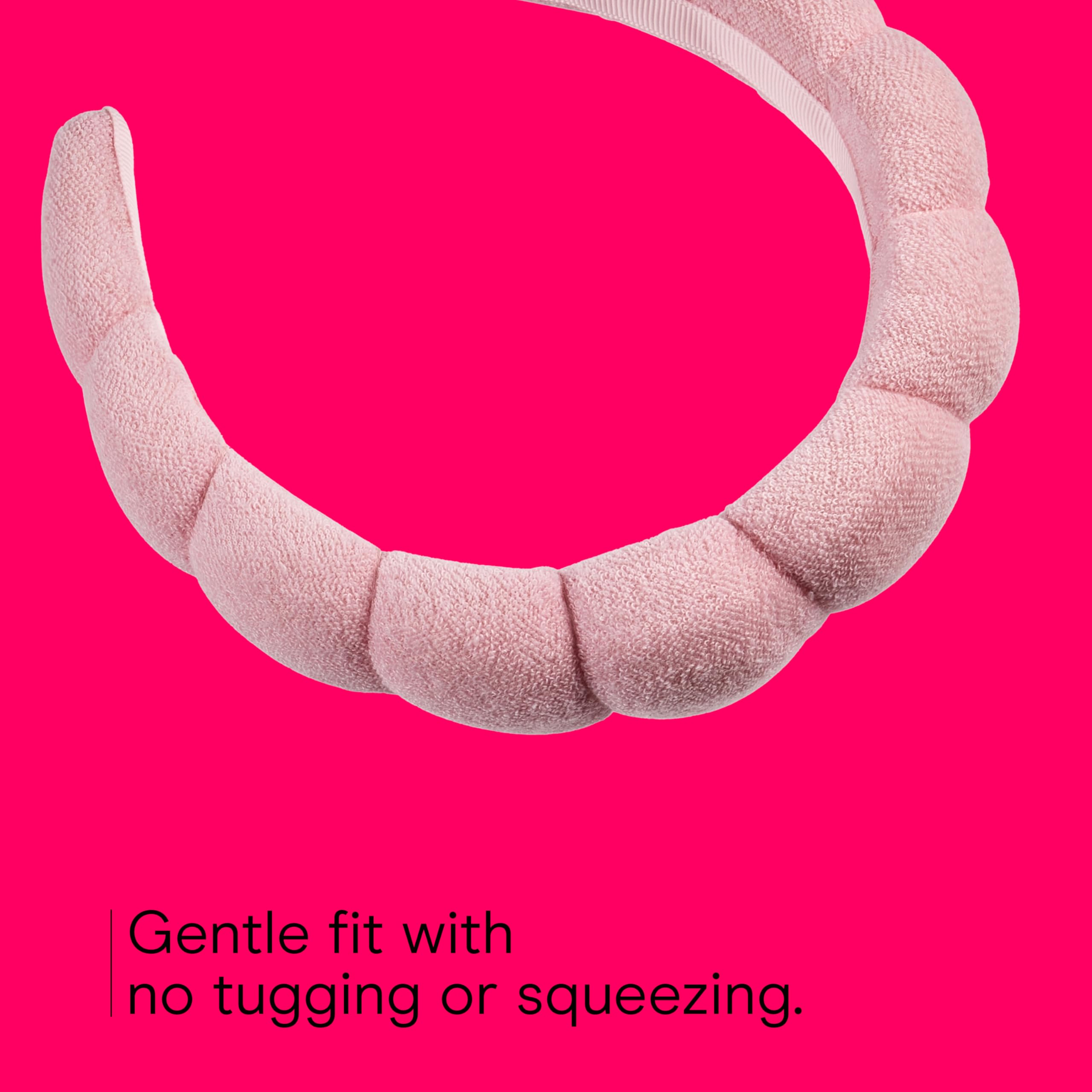 Conair Spa Makeup and Face Washing Headband, Pink Bubble Design, 1 Count, Ultra-Absorbent Microfiber Headband for Washing Face, Soft Terry Cloth, No-Squeeze, No-Pull Band Gentle on Hair and Head