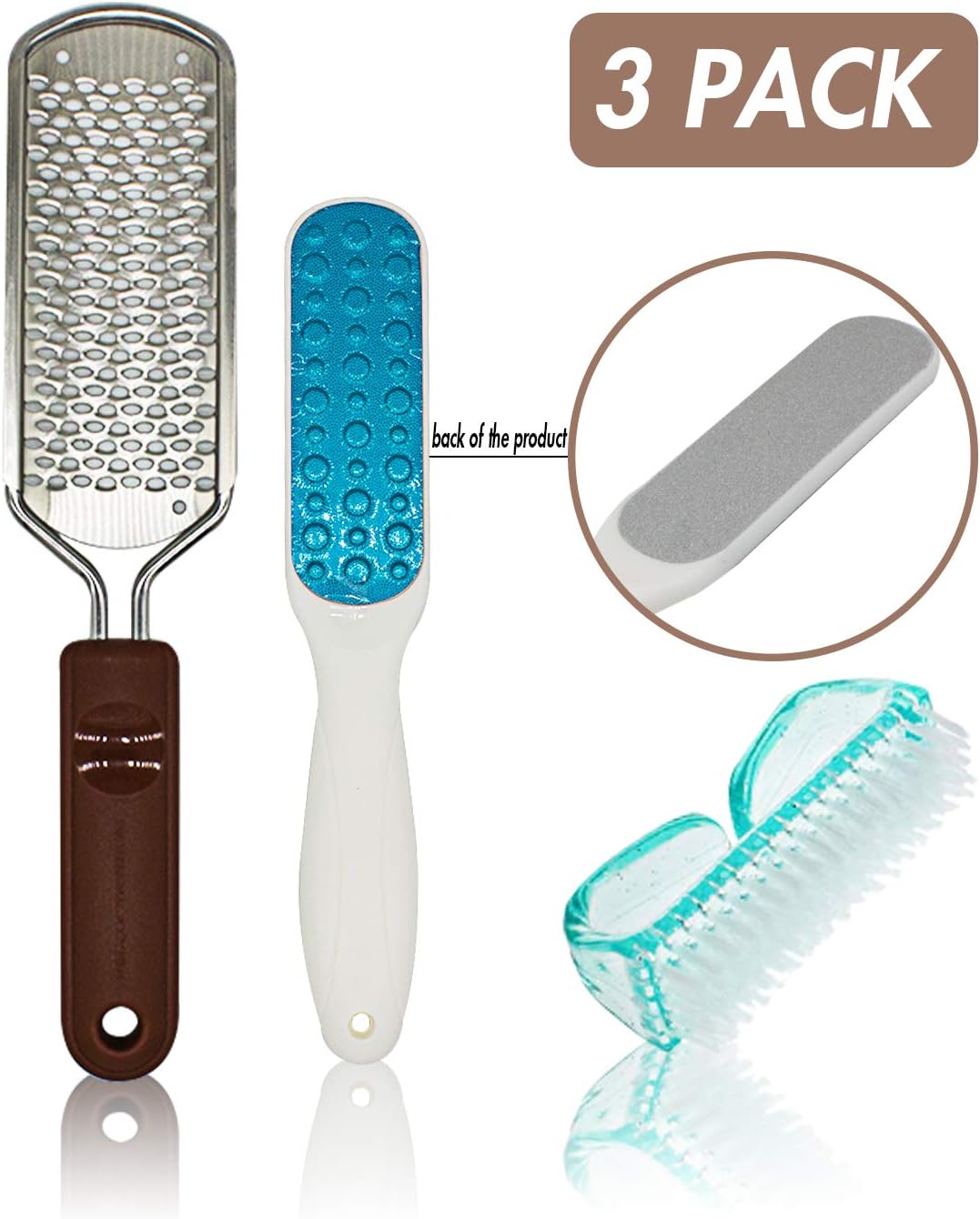 3 Pcs Foot File Kit Colossal Foot Rasp Double-Sided Foot File Callus Remover Foot Scrub Care Tool