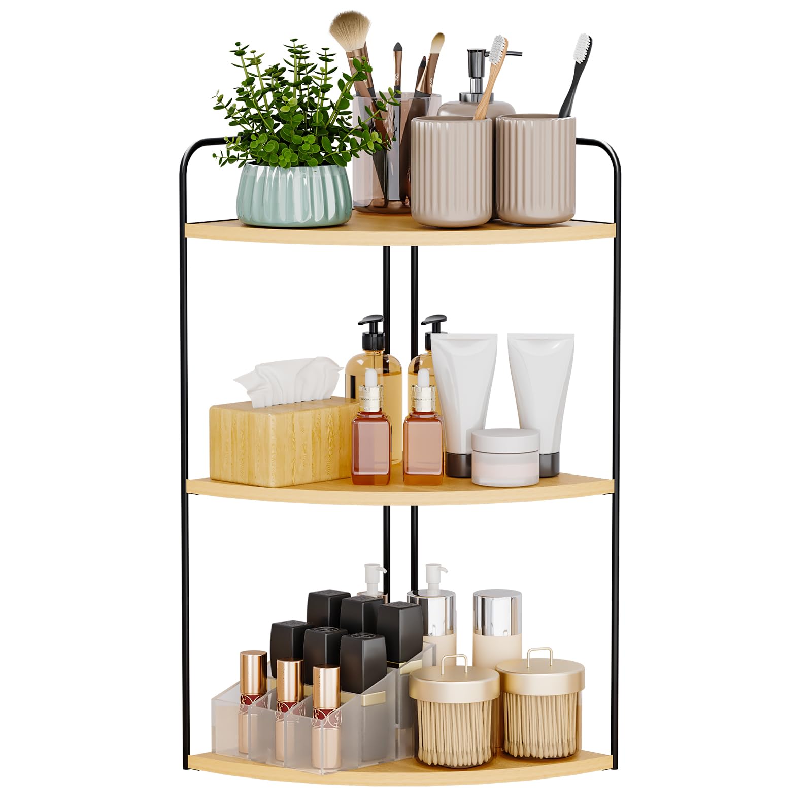 Photo 1 of Forest Angle Bathroom Counter Organizer,Countertop Organizer,Vanity Organizers,Bathroom Storage,Bathroom Sink Caddy,Counter Shelf,Corner Counter,Corner Shelves(Black-Burlywood)