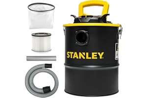 STANLEY Ash Vacuum Cleaner 4 Gallon with 4 HP Powerful Motor Suction, Stainless Steel Shop Vacuum Portable Ash Canister for Pellet Grill, Wood Stoves, BBQ Grills, Fireplaces & Fire Pits
