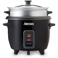 Aroma Housewares ARC-363-1NGB 3 Uncooked/6 Cups Cooked Rice Cooker, Steamer, Multicooker, 2-6 cups, Silver