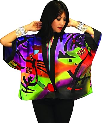 Kandinsky Inspired Hand Painted Art To Wear Silk Kabuki - 