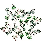 Meawaho 30PCS Coconut Tree Enamel Charms, Cute Enamel Amulet Pendants, 3 Styles Hawaiian Palm Trees Alloy Charms for Necklace Bracelet Earrings Jewelry Making DIY Crafts
