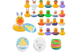 CRUISEAU Easter Ducks for Cruising 60 Packs Kit, 20 Rubber Ducks + 20 Ducks Tags + 20 Rubber Bands, ConQuackulations Keep or Hide Cruise Ducks Set for All Major Cruise Lines(Easter Ducks)