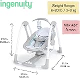 Ingenuity Raylan ConvertMe 2-in-1 Swing & Infant Seat 0-9m 6-20 lb view 4