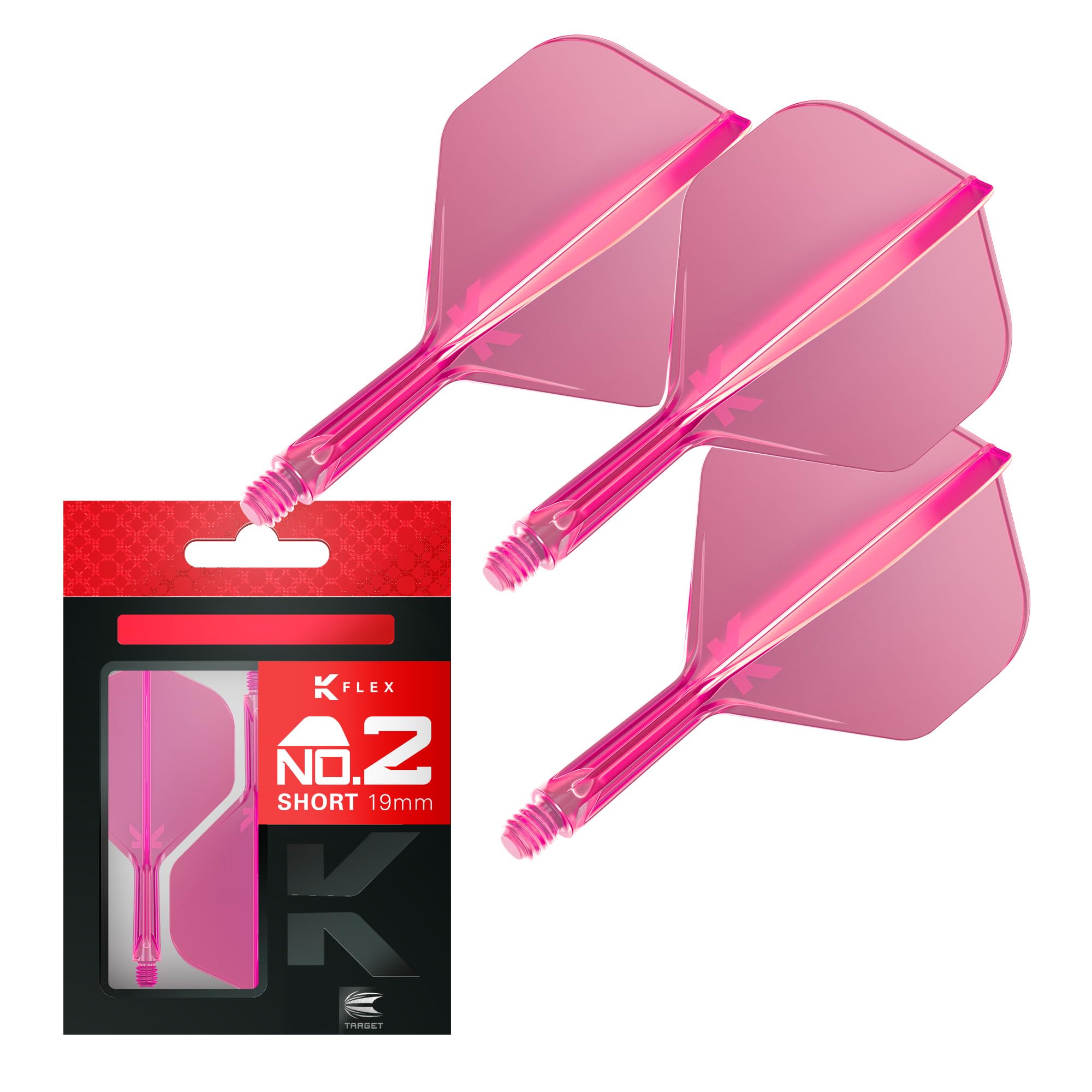 Target Darts K Flex Integrated Dart Flights And Shafts, No.2 Pink (Short) | Pack Of 3 K-Flex – No2, Kflex All In One Moulded Dart Flight & Stem | Professional Dart Accessories