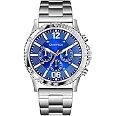 Caravelle by Bulova Men's Sport Chronograph Quartz Silver Tone Stainless Steel Watch, Blue Dial Style: 43A145