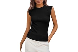 PRETTYGARDEN Women's Ribbed Tank Tops 2025 Summer Cap Sleeve Slim Fitted Knit Basic Casual Tee Shirts Trendy Fashion Clothes