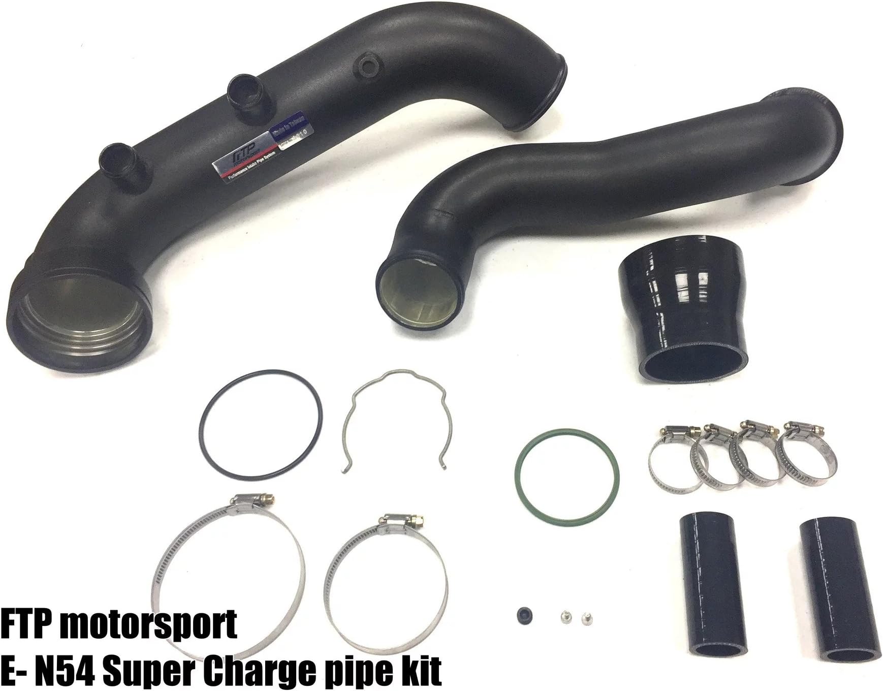 FTP Black Aluminum for E8X E9X N54 Charge Pipe + Air Induction Pipe Kit (135i 335i 1M)