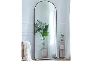 ANTOK Full Length Mirror, 58"x20" Floor Mirror, Floor Standing Mirror Freestanding Arch Full Body Mirror with Stand for Bedroom, Hanging Mounted Mirror for Living Room Cloakroom, Black