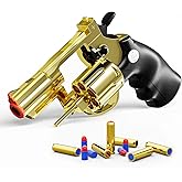 Toy Gun,Soft Bullet Revolver, Game Slingshot Toy Gun, Foam Blaster with Sponge Bullets, for Children Ages 8 and up (Golden)
