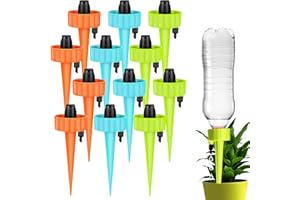 Automatic Garden Watering System – 12pcs Adjustable Plant Watering Stakes with Flow Control Valve, Eco-Friendly PP Material, 