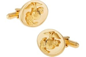 Cuff-Daddy Gold USMC Marine Corp Eagle, Globe & Anchor Officer Cufflinks with Presentation Box