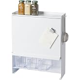 YAMAZAKI Home Spice Rack, Large Multi-Tier with Door Metal Shelves, White | Large kitchen seasoning and condiments spice rack features a concealable design with a door. A smart fit for modern homes.