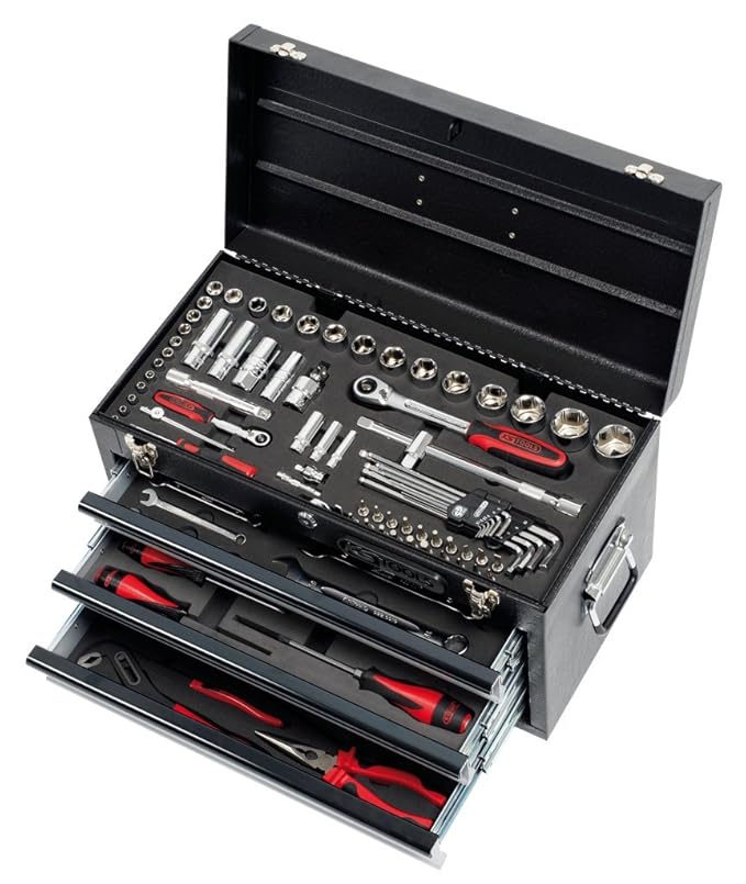 KS Tools 922.0100 Werkzeugkoffer 100-teilig mit 3 Schubladen/Tablett